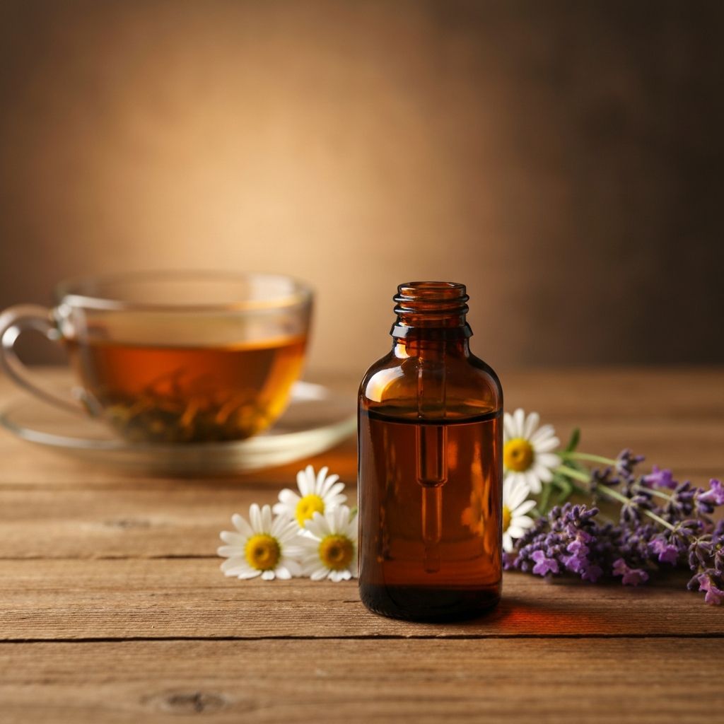 Rest Support liquid in evening setting with tea ritual